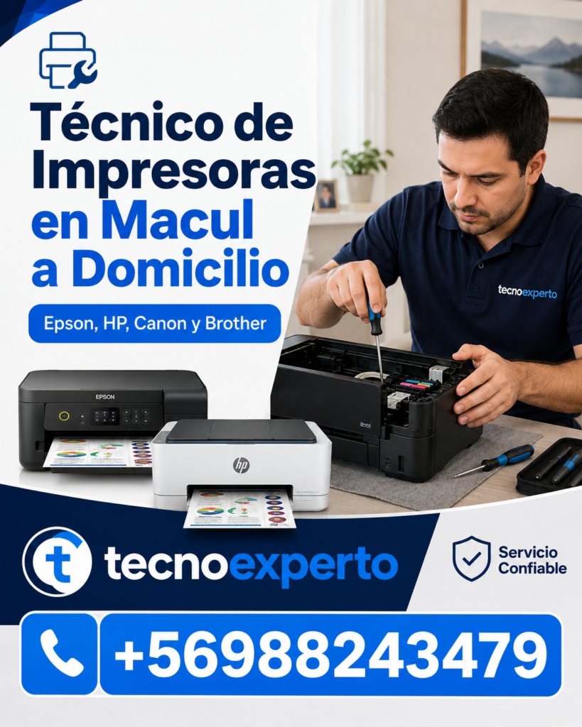 Técnico de Impresoras en Macul a Domicilio | Epson, HP, Canon y Brother