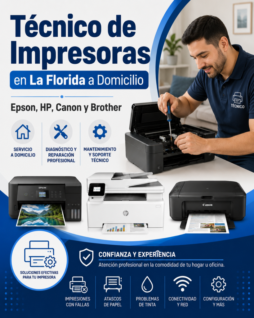 Técnico de Impresoras en La Florida a Domicilio