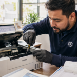 Técnico de impresoras en Renca reparando cabezal de impresora Epson a domicilio