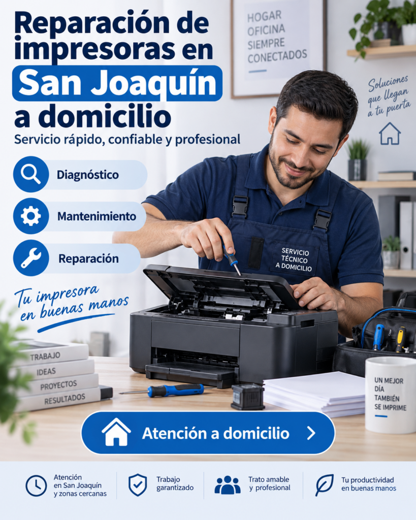 Técnico de impresoras en San Joaquín a domicilio