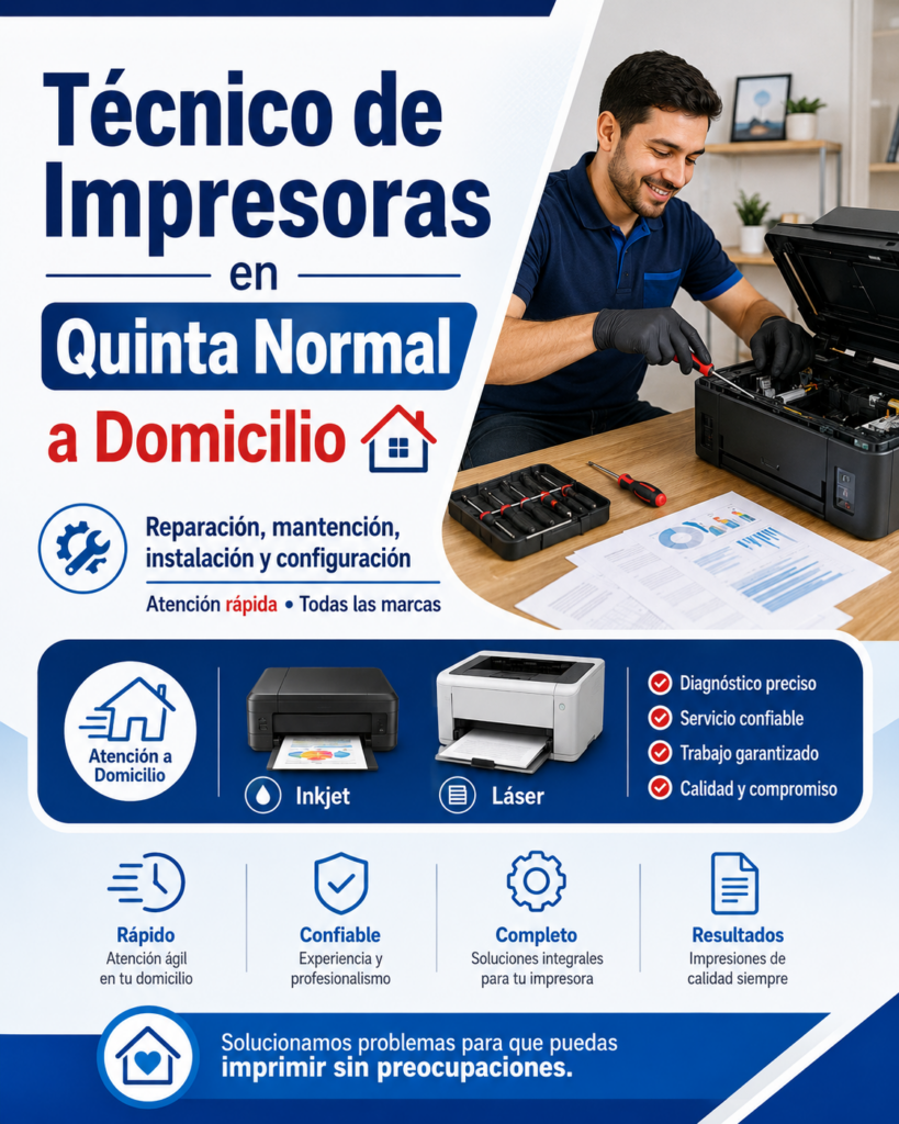 Técnico de Impresoras en Quinta Normal a Domicilio