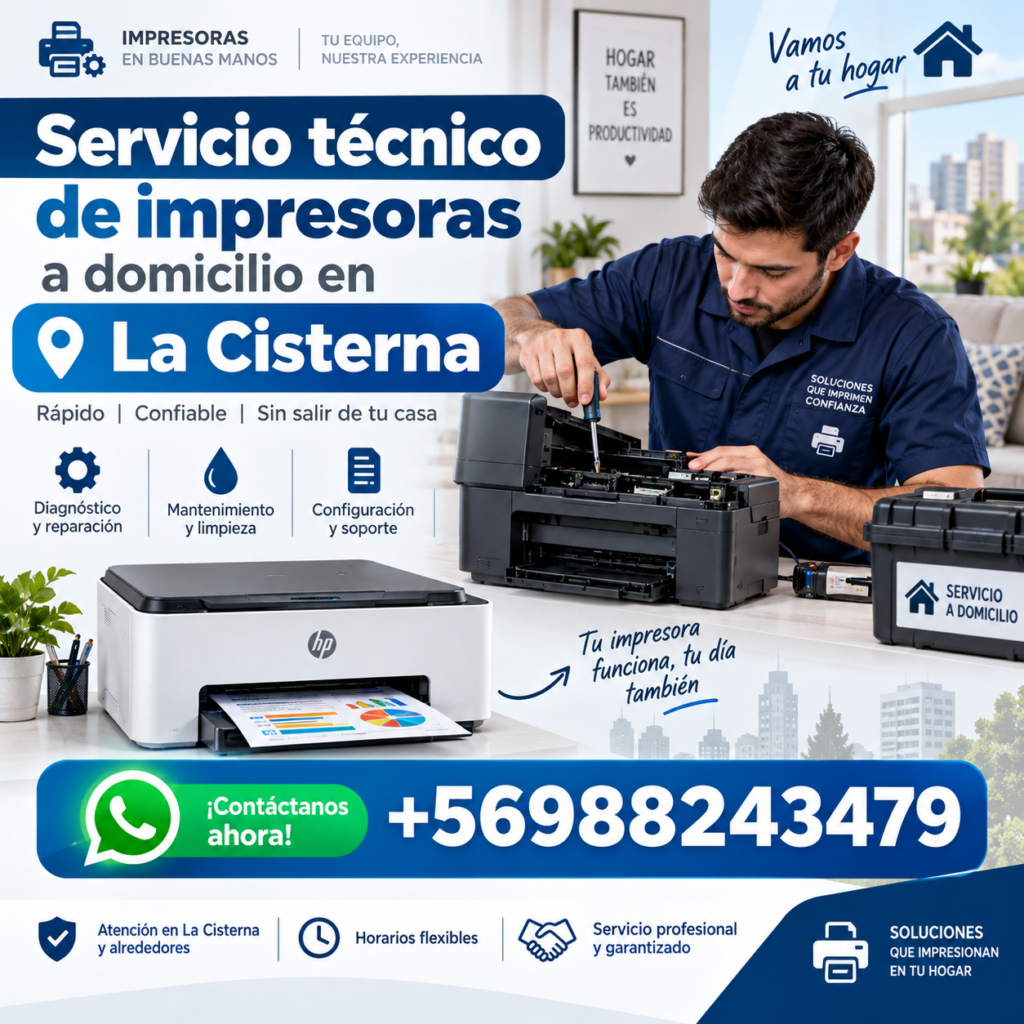 Servicio técnico de impresoras a domicilio en La Cisterna